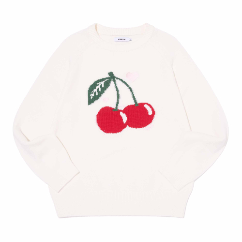 CHERRY JACQUARD LOOSE-FIT KNIT(IVORY)