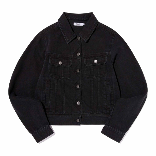 PLAIN STANDARD FIT DENIM JACKET(BLACK)