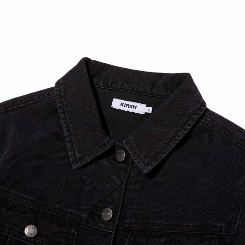 PLAIN STANDARD FIT DENIM JACKET(BLACK)