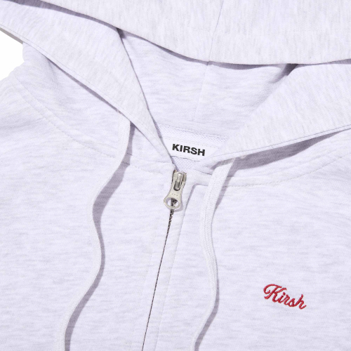 CHERRY APPLIQUE HOODED ZIP-UP(MELANGE GRAY)