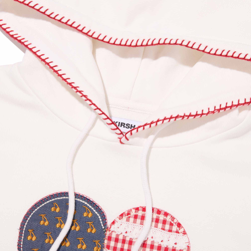 CHERRY USA HEART APPLIQUE CROP HOODIE(WHITE)