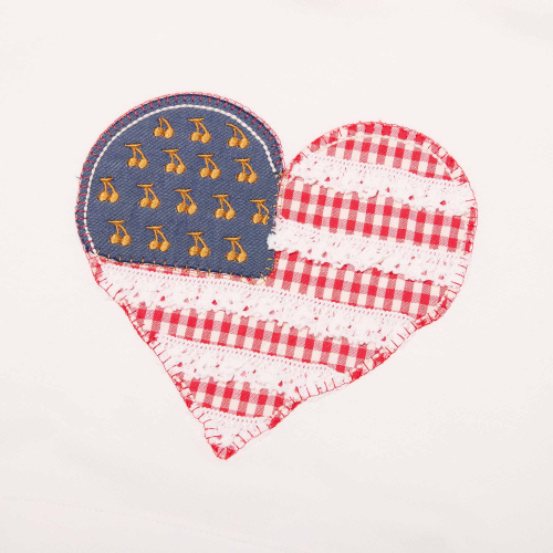 CHERRY USA HEART APPLIQUE CROP HOODIE(WHITE)
