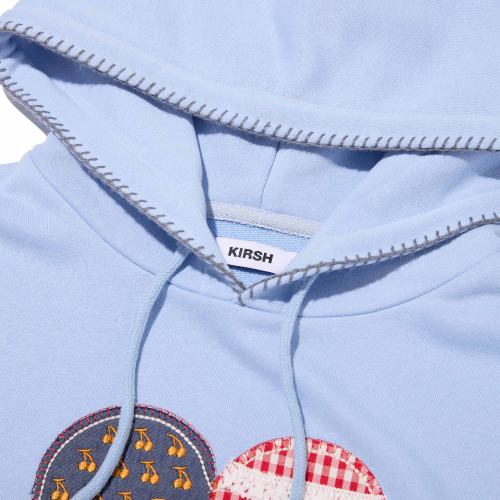 CHERRY USA HEART APPLIQUE CROP HOODIE(LIGHT SKY)
