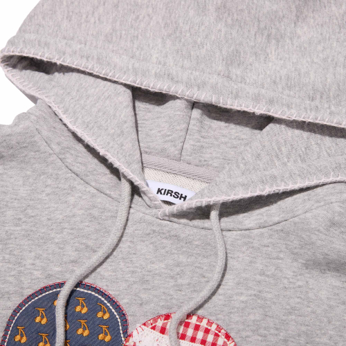 CHERRY USA HEART APPLIQUE CROP HOODIE(MELANGE GRAY)
