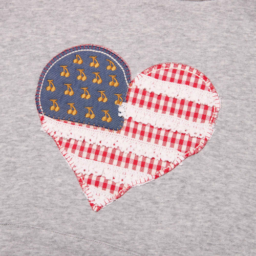 CHERRY USA HEART APPLIQUE CROP HOODIE(MELANGE GRAY)
