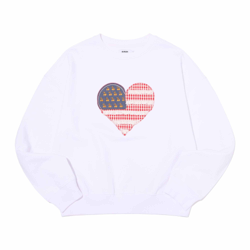 CHERRY USA HEART APPLIQUE LOOSE-FIT SWEATSHIRT(WHITE)