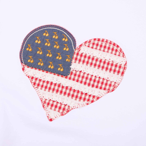 CHERRY USA HEART APPLIQUE LOOSE-FIT SWEATSHIRT(WHITE)