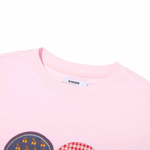 CHERRY USA HEART APPLIQUE LOOSE-FIT SWEATSHIRT(LIGHT PINK)