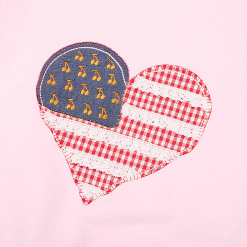 CHERRY USA HEART APPLIQUE LOOSE-FIT SWEATSHIRT(LIGHT PINK)