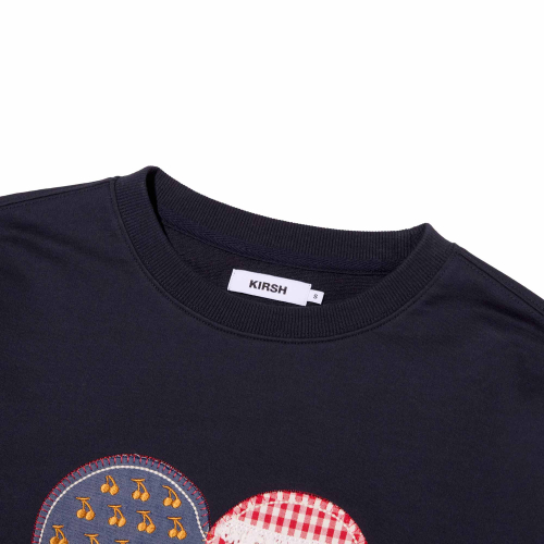 CHERRY USA HEART APPLIQUE LOOSE-FIT SWEATSHIRT(DARK NAVY)