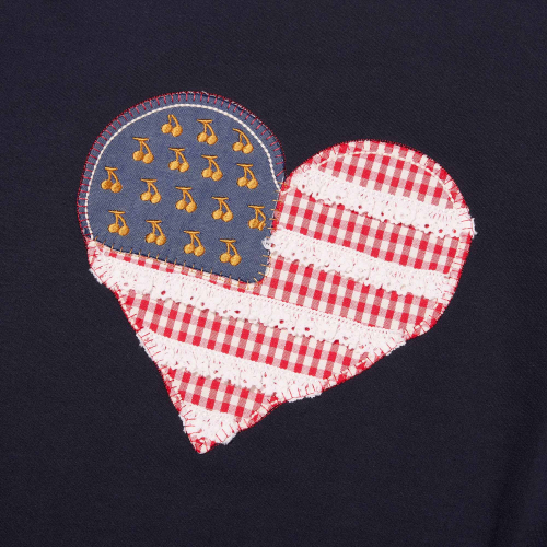CHERRY USA HEART APPLIQUE LOOSE-FIT SWEATSHIRT(DARK NAVY)