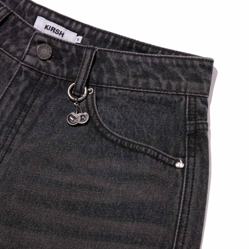 PLAIN LOOSE-FIT BERMUDA DENIM PANTS(BLACK)
