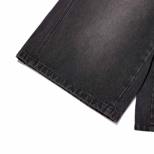 PLAIN LOOSE-FIT BERMUDA DENIM PANTS(BLACK)