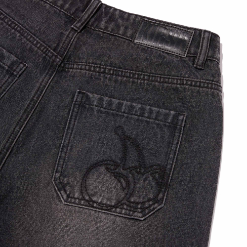 PLAIN LOOSE-FIT BERMUDA DENIM PANTS(BLACK)