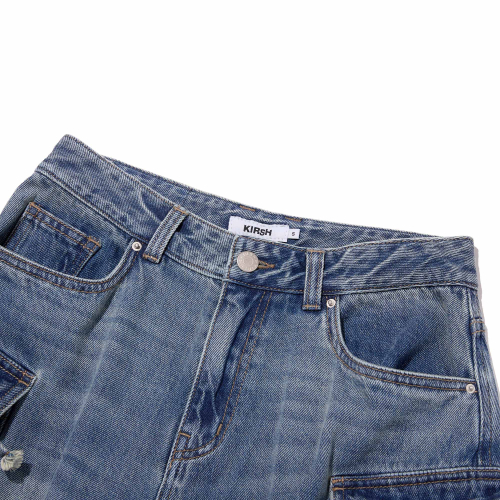 CARGO BERMUDA DENIM PANTS(BLUE)