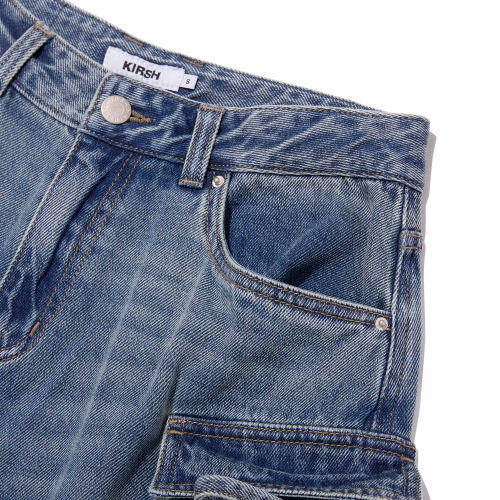 CARGO BERMUDA DENIM PANTS(BLUE)