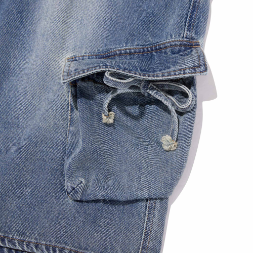 CARGO BERMUDA DENIM PANTS(BLUE)