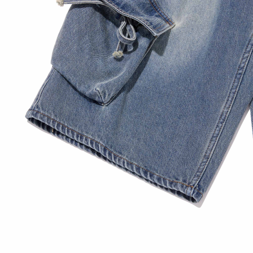 CARGO BERMUDA DENIM PANTS(BLUE)