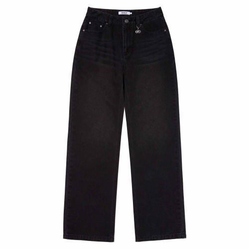 RELAXED-FIT DENIM PANTS(BLACK)