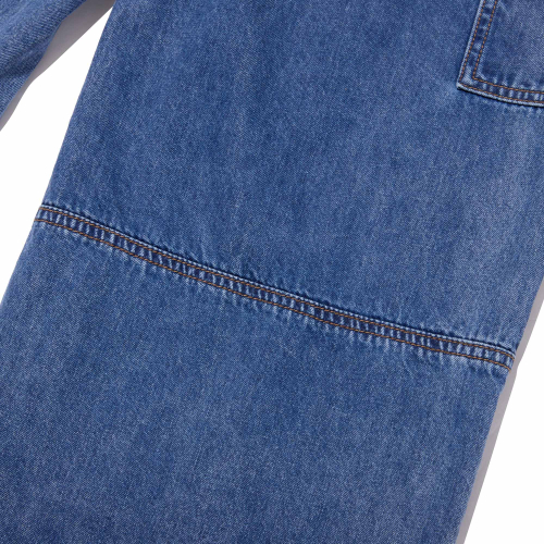 BUCKLE-DETAIL CARPENTER WIDE-FIT DENIM PANTS(BLUE)