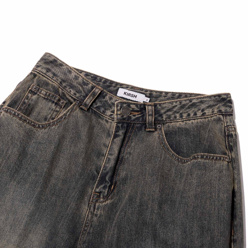 PLAIN WIDE-FIT DENIM PANTS(DEEP BLUE)