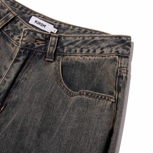 PLAIN WIDE-FIT DENIM PANTS(DEEP BLUE)