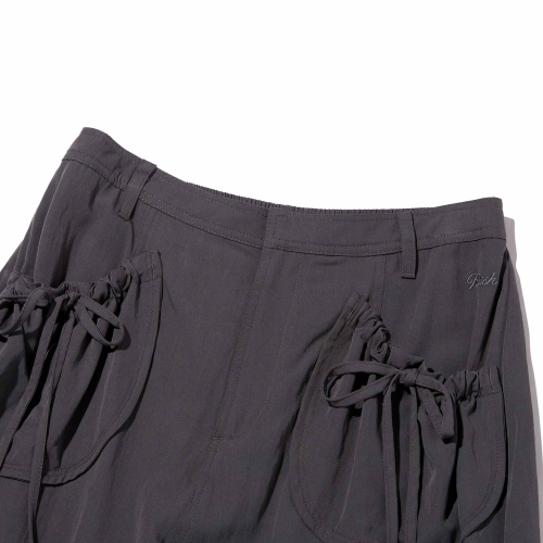 RIBBON POCKET WOVEN CARGO PANTS(GRAY)