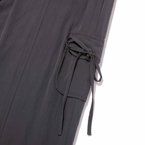 RIBBON POCKET WOVEN CARGO PANTS(GRAY)