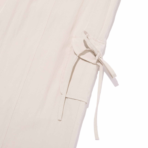 RIBBON POCKET WOVEN CARGO PANTS(LIGHT BEIGE)