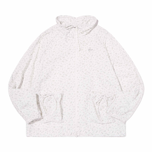 RIBBON DETAIL LOOSE-FIT WINDBREAKER(WHITE)