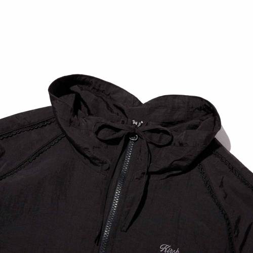 RIBBON DETAIL LOOSE-FIT WINDBREAKER(BLACK)