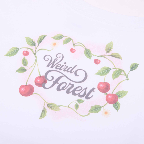 CHERRY GRAPHIC OFF-SHOULDER CROP SWEATSHIRT(WHITE)