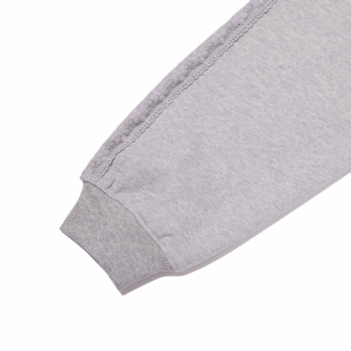 CHERRY GRAPHIC OFF-SHOULDER CROP SWEATSHIRT(MELANGE GRAY)