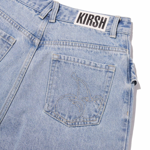 RUFFLE-DETAIL WIDE-FIT DENIM PANTS(LIGHT BLUE)