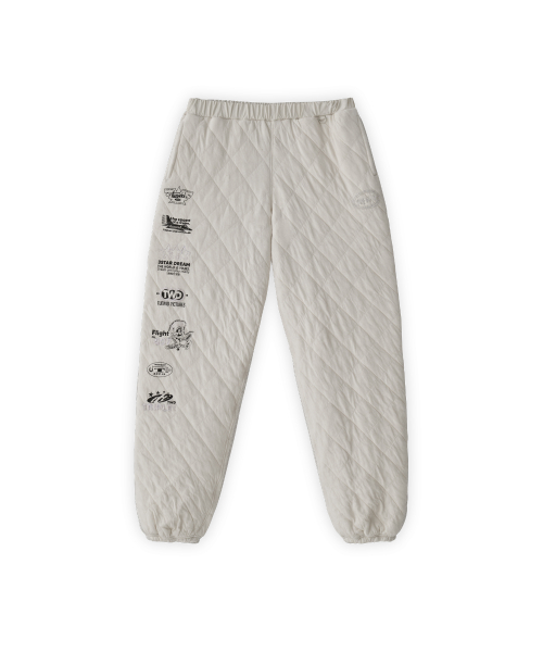 Gauze cotton wadding pants in cream