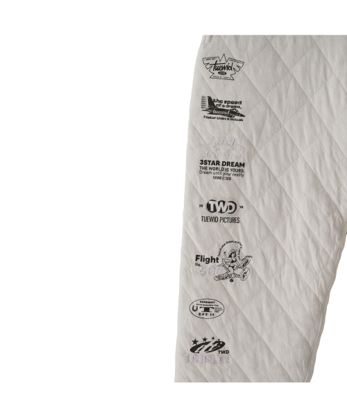 Gauze cotton wadding pants in cream
