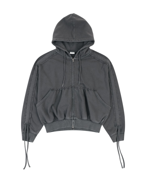 PIGMENT SHIRRING HOODIE [CHARCOAL]
