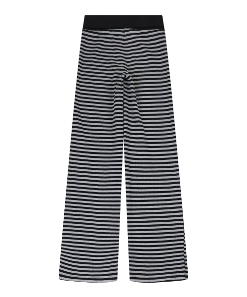 STRIPE JERSEY WIDE PANTS [BLACK]