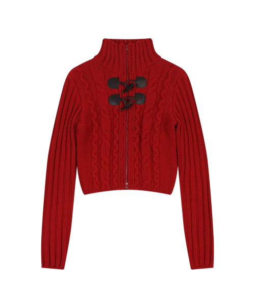 TOGGLE CABLE CARDIGAN [RED]