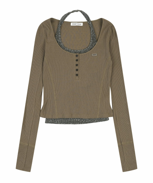 HALTER LAYERED SET [BROWN]