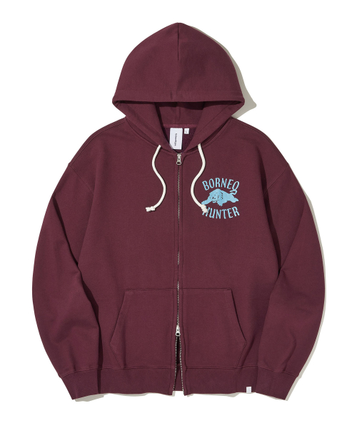 Borneo Panther Zip Hoodie_BURGUNDY