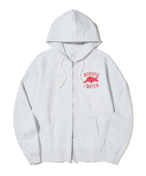 Borneo Panther Zip Hoodie_LIGHT GRAY