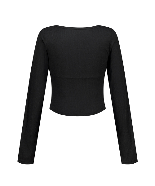 ROSE SHIRRING LONG SLEEVE BLACK