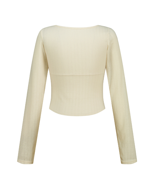 ROSE SHIRRING LONG SLEEVE CREAM