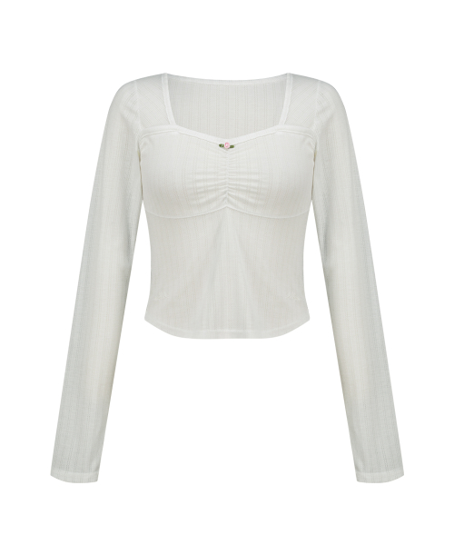 ROSE SHIRRING LONG SLEEVE WHITE