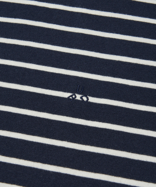 Paris Stripe Long sleeves Polo T-Shirt_DARK NAVY