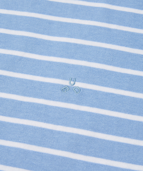 Paris Stripe Long sleeves Polo T-Shirt_LIGHT BLUE