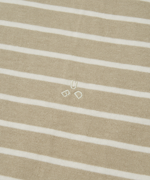 Paris Stripe Long sleeves Polo T-Shirt_LIGHT BEIGE