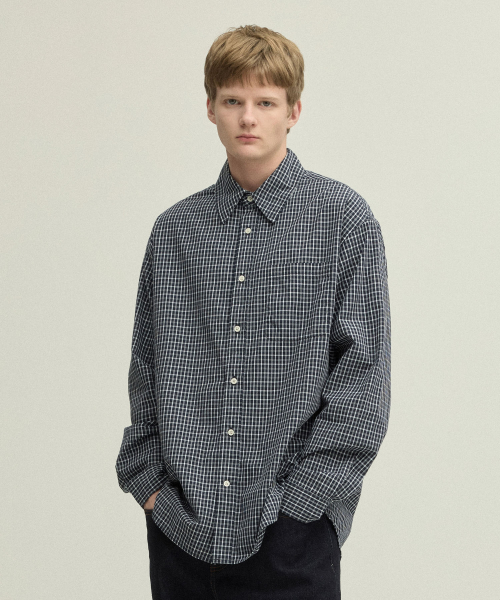 Vintage Cottage Check Shirt_NAVY