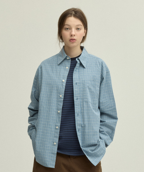 Vintage Cottage Check Shirt_LIGHT BLUE